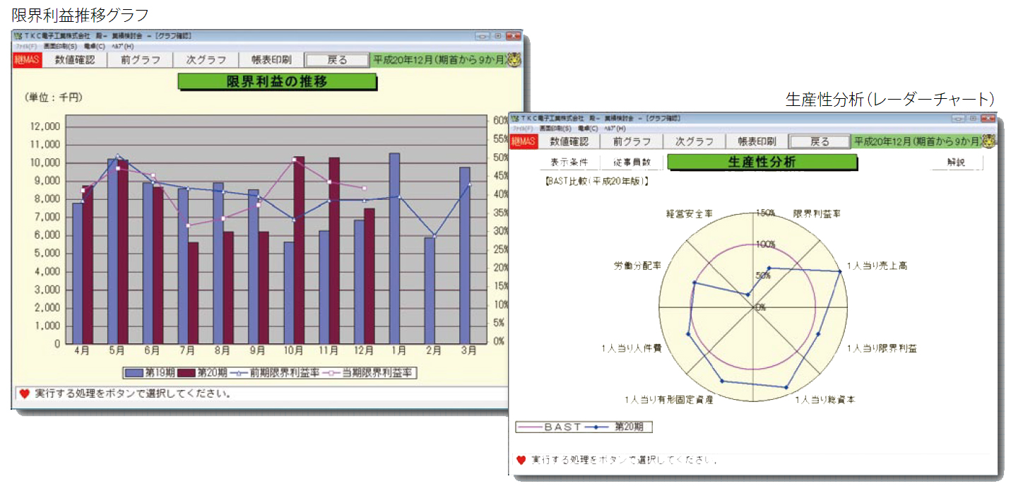 グラフ分析による業績確認と問題点発見