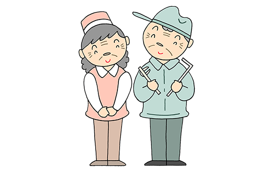 働くシニアの男女