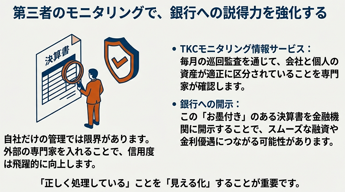 第三者のモニタリングで、銀行への説得力を強化する